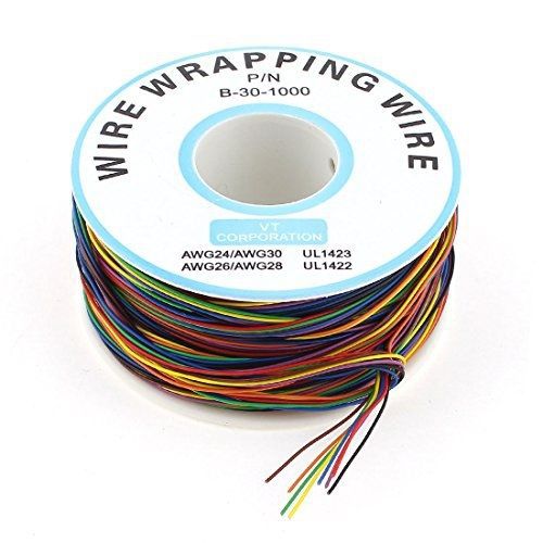 uxcell 305M 30AWG 0.25mm Tin Plated Copper Wire Wrapping Test Cable Colored