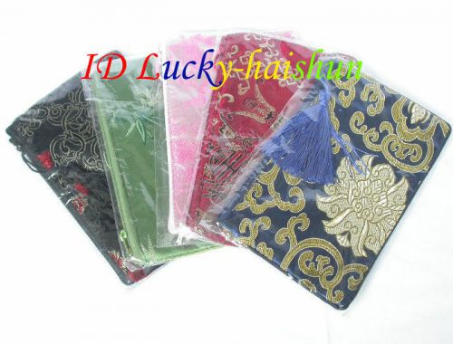 5pcs MIX silk pouch jewelry Zipper Bags 8*4&#034; j7483