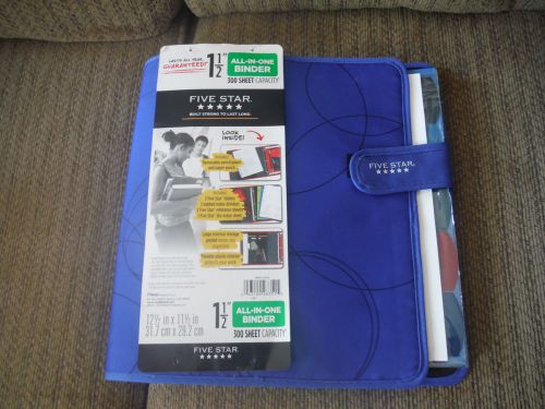 NEW w TAGS Five Star 1 1/2&#034; All in One Binder - 300 Sheet Capacity! Blue