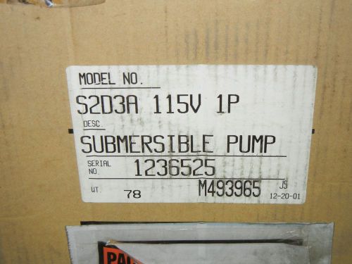 GORMAN RUPP S2D3A 115V 1P NEW SUBMERSIBLE PUMP S2D3A