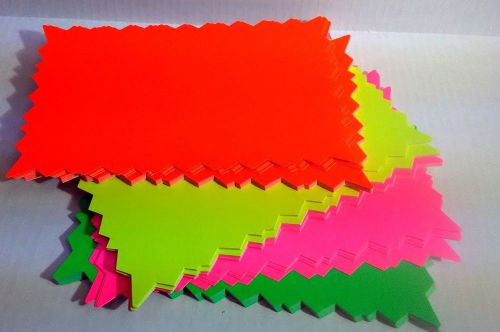 100 Large Blank Ultra Glo Neon Fluorescent Retail Sale Signs 25 ea. Color 11x7