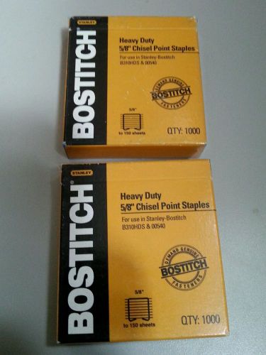 Staples BOSTITCH Heavy Duty 5/8&#034; Chisel Point 1000/pkg  2 Boxes