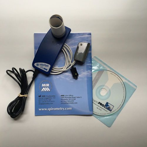 MIR MiniSpir USB Spirometer &amp; Oximeter + Software + Manual PC Based Spirometry