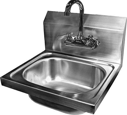 Apex Wall Mount Stainless Steel Hand Sink with No Lead Faucet and Strainer,