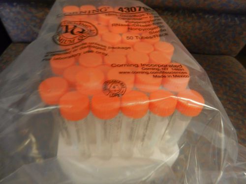 CORNING 430790 Centrifuge Tube 15ml with orange cap - New - 50 tubes in rack