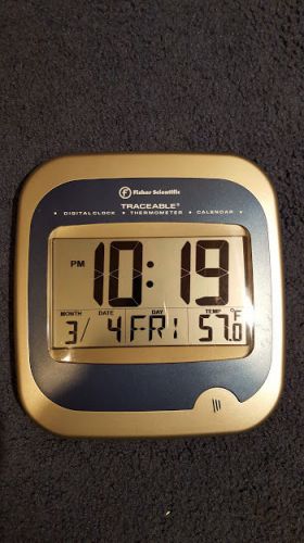 FisherBrand Traceable Jumbo Digital Calendar/Thermometer Wall Clock, NEW!