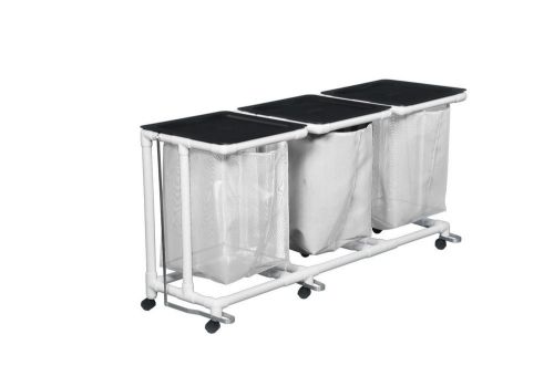 Triple jumbo hamper with footpedal - leakproof white 1 ea for sale