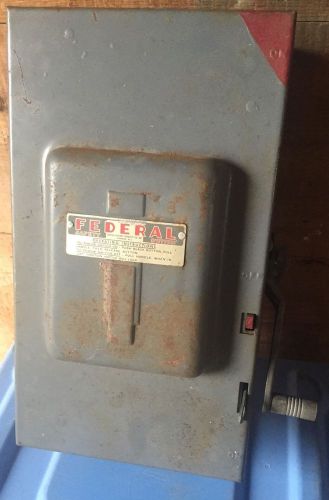Federal Enclosed Safety Switch 3 Pole Cat No. 1773.3 vintage Electric Box 30 amp