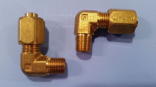 45 parker brass tube 90 deg compression male .25 1/4 fitting elbow lot for sale