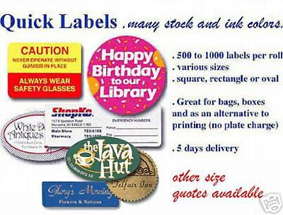 500 Printed RECTANGLE or OVAL Quick Labels