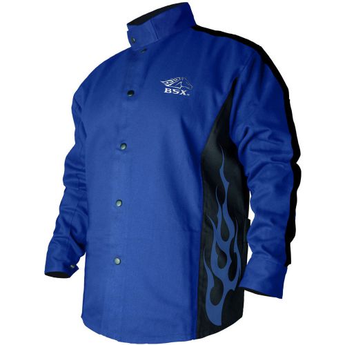Revco BSX BXRB9C 9oz. Cotton Welding Jacket Blue/Black w/flames, X-Large