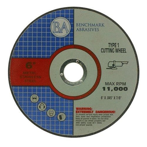 Benchmark abrasives 6&#034; x .045 x 7/8&#034; t1 premium thin cut-off wheel - 25 pack for sale