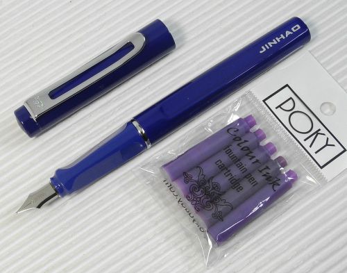 Jinhao 599 fountain pen blue barrel free 5 poky cartridges violet ink for sale