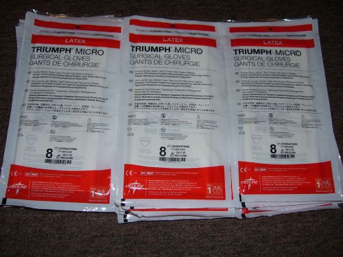 ! MEDLINE TRIUMPH MICRO POWDER FREE SURGICAL GLOVES SIZE 8 MSG2380 LOT of 27