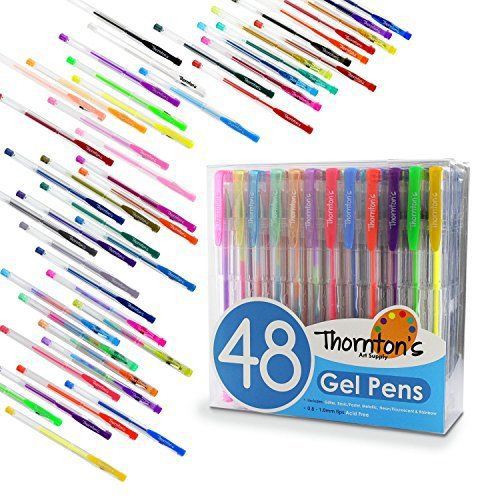 Thornton&#039;s Art Supply Premium Assorted Colors Gel Pens Value Set, Assorted Ink