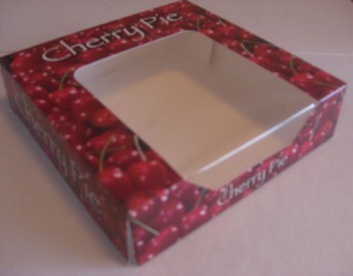 8 inch Pie Box with window 8x8x2 Cherry Design 50 count