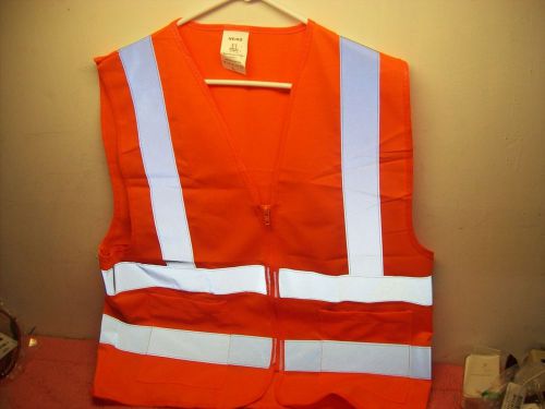 Reflective Orange Knit Safety Vests 2 Pocket Construction Work Zone Large LG