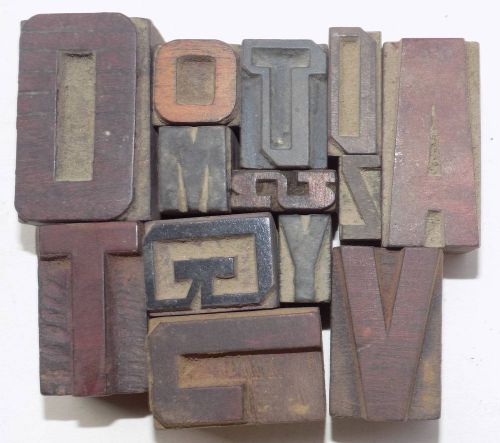 Letterpress Letter Wood Type Printers Block &#034;Lot Of 13&#034; Typography #bc-560