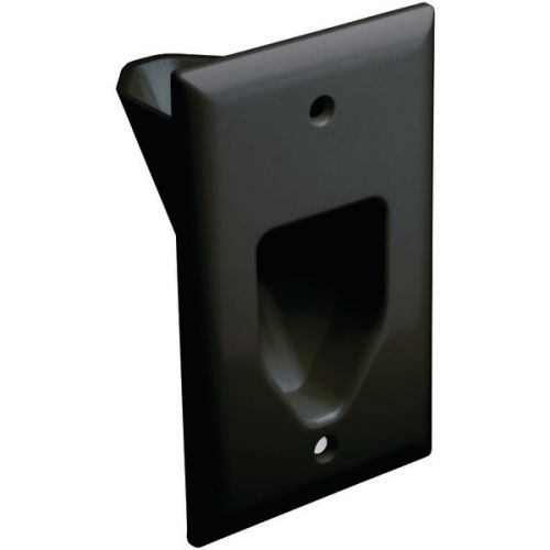 Datacomm electronics 45-0001-bk single-gang recessed cable plate - black for sale