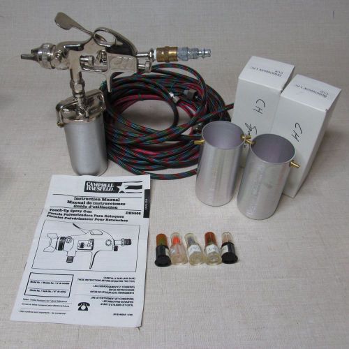 SPRAY GUN LOT CAMPBELL HAUSFELD DH5500 + 2 CUPS DH067600AV + 6 NOZZELS &amp; HOSES