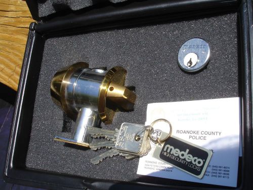 POLICE MEDECO HIGH SECURITY DEADBOLT Lock non-pick Display brass edition 4 keys
