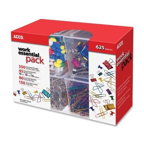 ACCO Club Clip Pack, 80 Ideal, 45 Binder, 350 Jumbo Paper Clips, 150 Push Pins