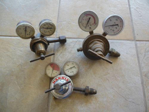 Three (3) regulators/gauges oxygen/acetylene for sale