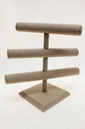 Beige Linen Triple Tier Jewelry Bracelet Organizer Display Stand NEW!