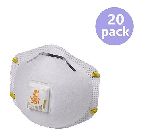 3M 8511 Particulate N95 Respirator with Valve, 20-Pack