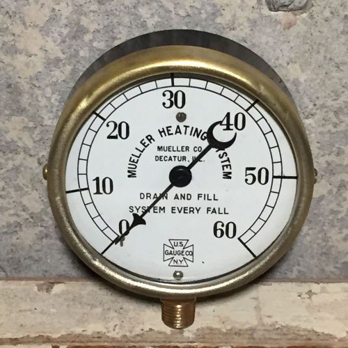 Vintage 1929 mueller gauge by us gauge ny pressure brass steampunk antique water for sale