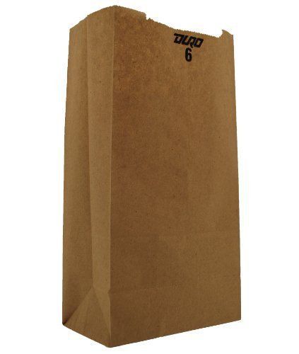 Duro Grocery Bag, Kraft Paper, 6 lb Capacity, 6&#034;x3-5/8&#034;x11-1/16&#034; 500 ct, ID#