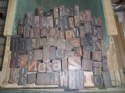 82 Antique Wood Letterpress Numbers Letters Blocks 2&#034; - 3&#034; Avg.