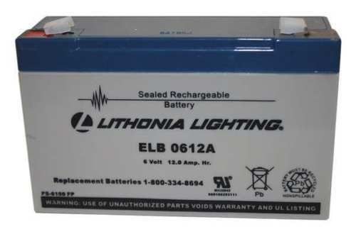 GENUINE ACUITY LITHONIA LIGHTING ELB 0612A Battery,Lead Calcium,6V,12A/HR. 2PFW1