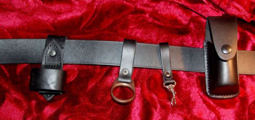 Original lithuanian police officer cattle leather tactical belt set for sale