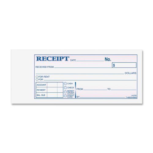 Adams Money and Rent Receipt Book, 2.75 x 7.19 Inch, 3-Part, Carbonless, 50 Sets