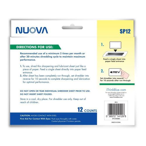 Nuova SP12 Shredder Sharpening  Lubricant Sheets 12 Count, New, Free Shipping