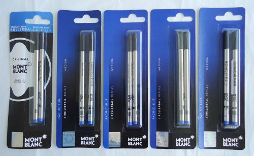 10x MONTBLANC Rollerball Pen Refills Medium Pacific Blue BRAND NEW SEALED!