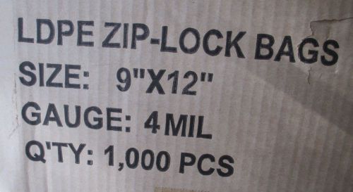 9 X 12 Zip Lock, (100) New Reclosable Bags, Heavy Duty, &#034;4 Mil.&#034;, Best Price!