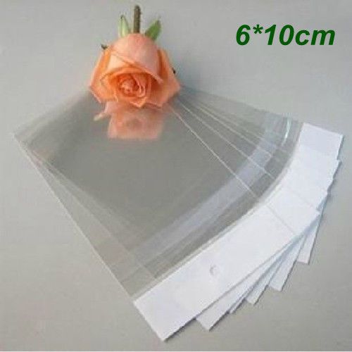 1500X Clear 6*10cm Adhesive Seal Plastic Retail Packaging Hang Hole OPP Poly Bag