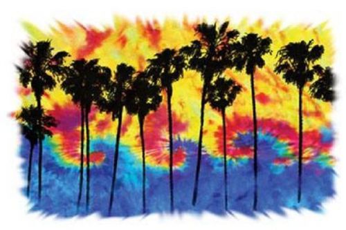 Palm trees tie dye heat press transfer for t shirt tote sweatshirt fabric  747m for sale
