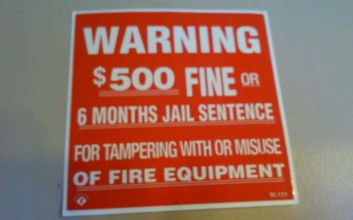 Fire equipment warning stickers