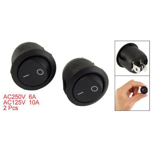 Sale!2 pcs on/off 2 terminal spst black round rocker switch sf ah ad for sale