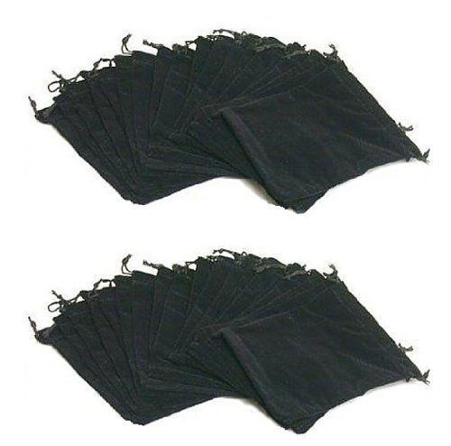 1 Pack Of 25 Large 7&#034; X 5&#034; Pouches  Elegant Black Velvet Drawstring Jewelry Bags