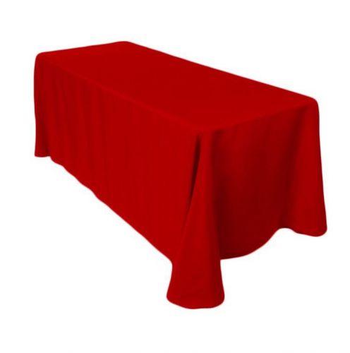 90x156 Inch Red Rectangular Polyester Tablecloth