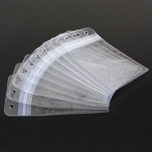 10 Card Vertical Plastic Badge Holder Vinyl Transparent Clear With Zipper cv1