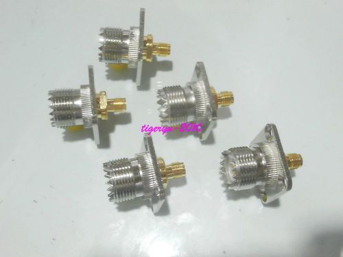 5pcs Adapter UHF SO239 female jack to SMA female jack Flange connector coaxial