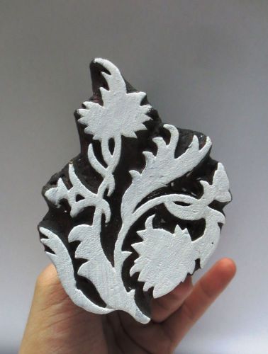 INDIAN WOODEN HAND CARVED TEXTILE FABRIC CLAY BATIK BLOCK PRINT STAMP BOLD 02