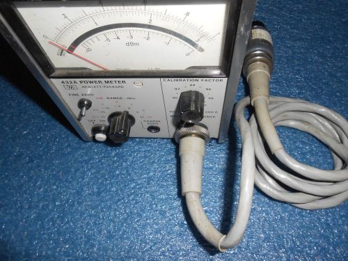HEWLETT PACKARD 432A ANALOG POWER METER WITH 478A THERMISTOR MOUNT &amp; CABLE / LOT