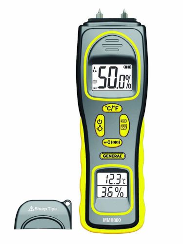 General Tools MMH800 Moisture Meter Pin Type or Pinless Temperature and Humid...