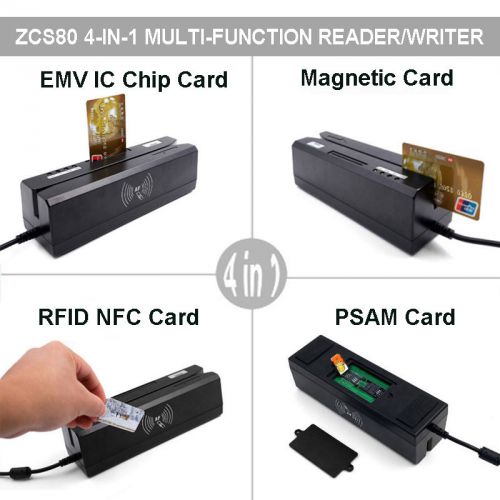 New ZCS80 USB Magnetic Stripe &amp; IC EMV Chip Smart RFID,PSAM Card Reader Writer
